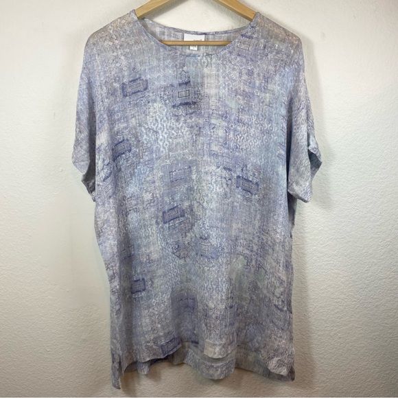 NWT J. Jill PureJill‎ Women’s Large Linen Blend Tunic Blue Gray Lightweight - Picture 1 of 7